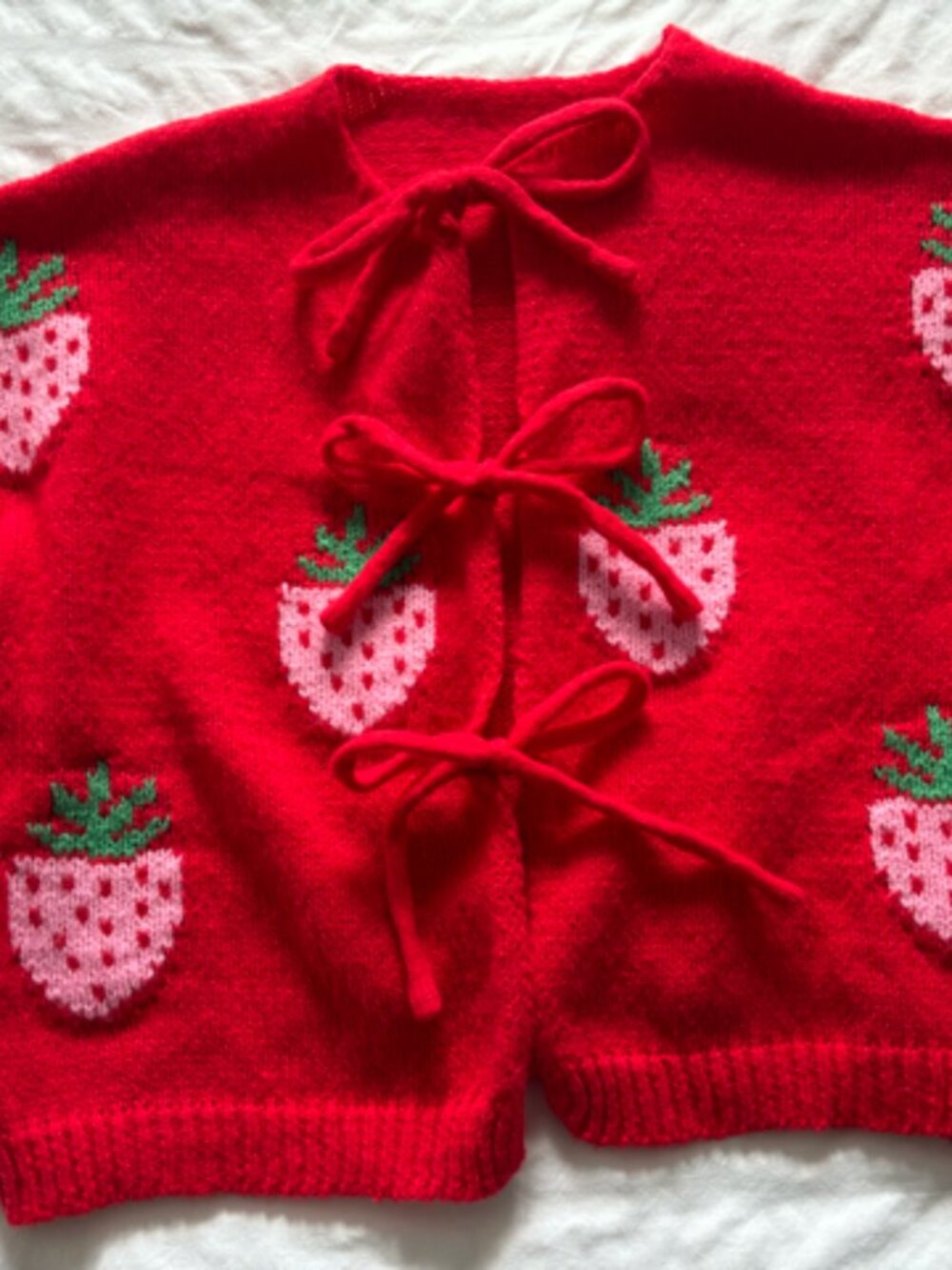 Strawberry Fields Cardigan with Bow Closure